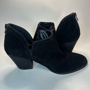 Fergie Ankle Boots Women's 9.5M Black Suede Leather Carmin Back Zip Booties